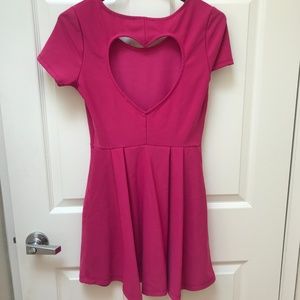 Forever 21 Hot Pink Skater Dress with Heart Cutout